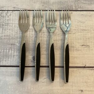Marcrest Ebony Elegance Stainless 4 Salad Forks Atomic Starburst Japan #1